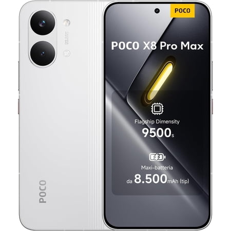 XIAOMI Poco X8 PRO MAX 5G Ai (Compatible with Tmobile Mint Tello & Global) (512GB + 12GB) 6.83" 50MP Gamers Phone NFC Dual sim Unlocked Model 2602BPC18G Liberado (White)