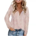 thumbnail image 2 of Pompotops Chemise en Chiffon Décontractée à Col en V Fragmentée Manches Courtes pour Femmes en Solde, 2 of 5