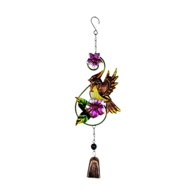 Campana de viento de metal con forma de pájaro, colgante decorativo de diseño sencillo para jardín, colgante de pared, artesanía para patio, porche y Amarillo