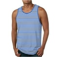 thumbnail image 2 of Wo-Fusoul Men's Sleeveless Crew Neck Striped Print Fitted Workout Vest Polyester Cotton Blend - Breathable, Gym-Friendly, Comfortable, 2 of 5