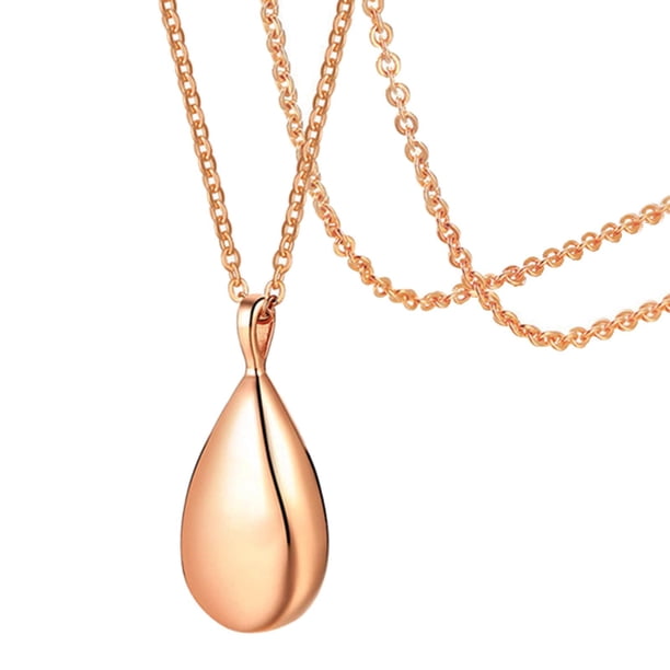 Collar de urna con colgante de gota, recuerdo conmemorativo para mujeres y hombres, soporte para joyas de cenizas rosa áurea