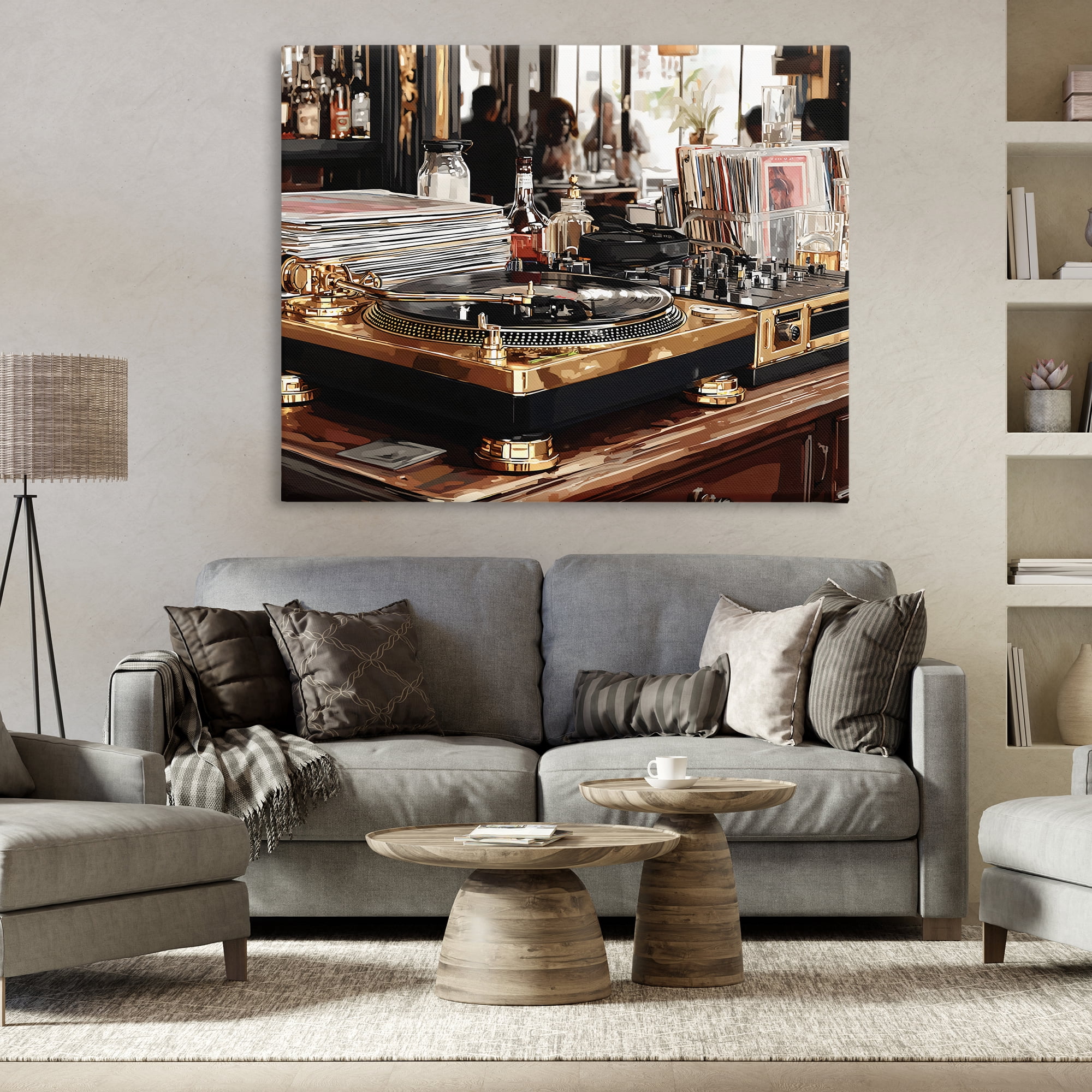 Stupell Industries Work Place Vintage Gold Turntable Canvas Wall Art, design by Franklyn Gregory