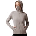 thumbnail image 5 of MORESEC Women Plus Size Hooded Long Sleeve UPF50 Solid Sun Protection Shirts Casual Workout Rash Guard Tops Fishing Beach Hiking Clothes, Gray 2XL, 5 of 5