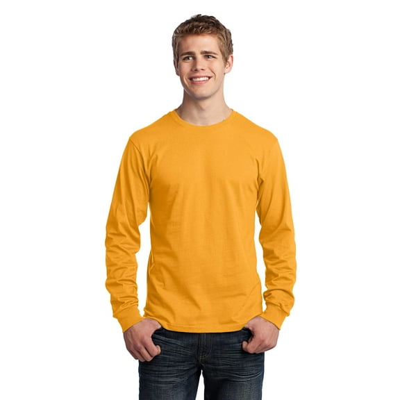 Port & Company PC54LS Mens Long Sleeve Core Cotton Tees, Gold - Medium