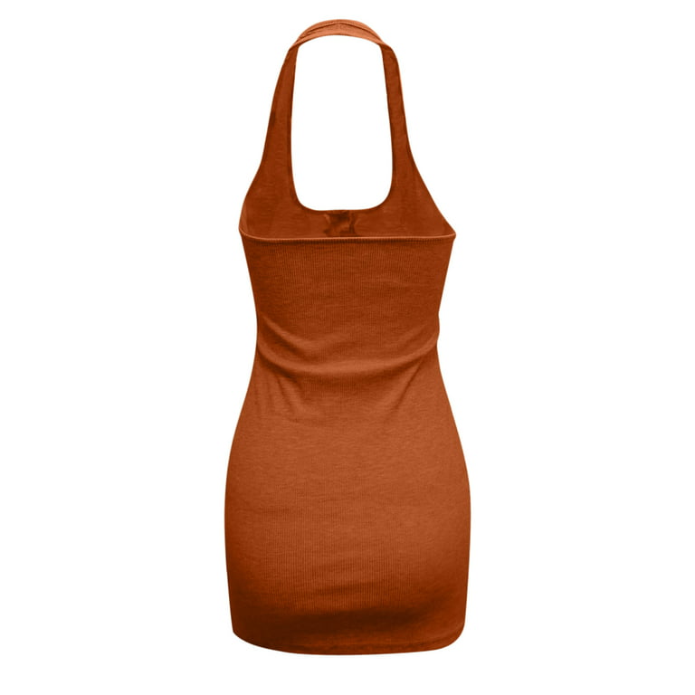 Luiyenes Women Casual Comfort Solid Color Bandage Backless Sleeveless Mini  Dress 
