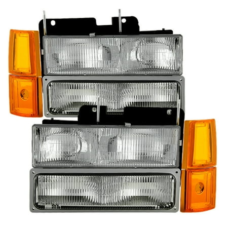 Oem Corner - Xtune GMC Yukon 94-99 Headlights w/ Corner & Parking Lights 8pcs Sets - OEM HD-JH-GCK94-OE-C-SET