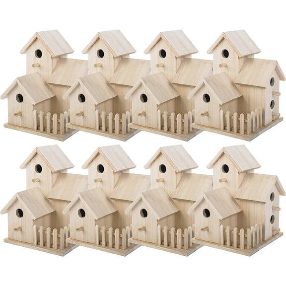 Wooden Birdhouse by ANHXN - Unfinished Birdhouse Made of 100% Wood -