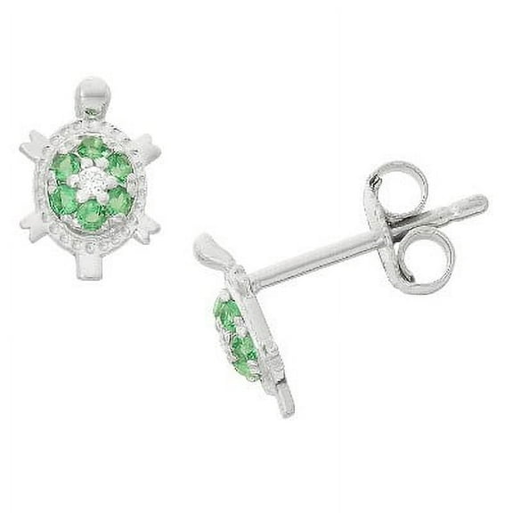 Sterling silver cz turtle earrings