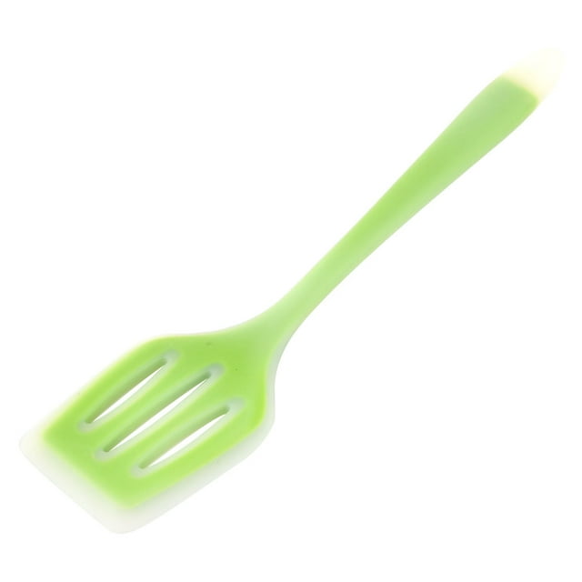 Unique Bargains Silicone Slotted Design Heat Resistant Egg Pancake Turner Spatula Green Clear