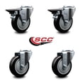 thumbnail image 2 of 4 Inch Black Poly Wheel Swivel Bolt Hole Caster Set with 2 Posi Lock Brakes SCC, 2 of 2