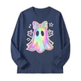 thumbnail image 5 of KPOPLK Halloween Shirts for Kids Boys Girls Ghost Tshirt Long Sleeve Funny Tee Tops Toddler Halloween Tshirt(3-4 Years,Navy), 5 of 5