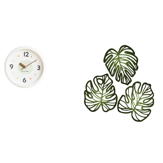 Reloj De Pared Moderno Con Hojas De Palmera, Creativo, Redondo, Silencioso, Con Números Grandes, Adorno Decorativo De Madera Para El Hogar, La Oficina, El Estudio, La Sala De Estar,