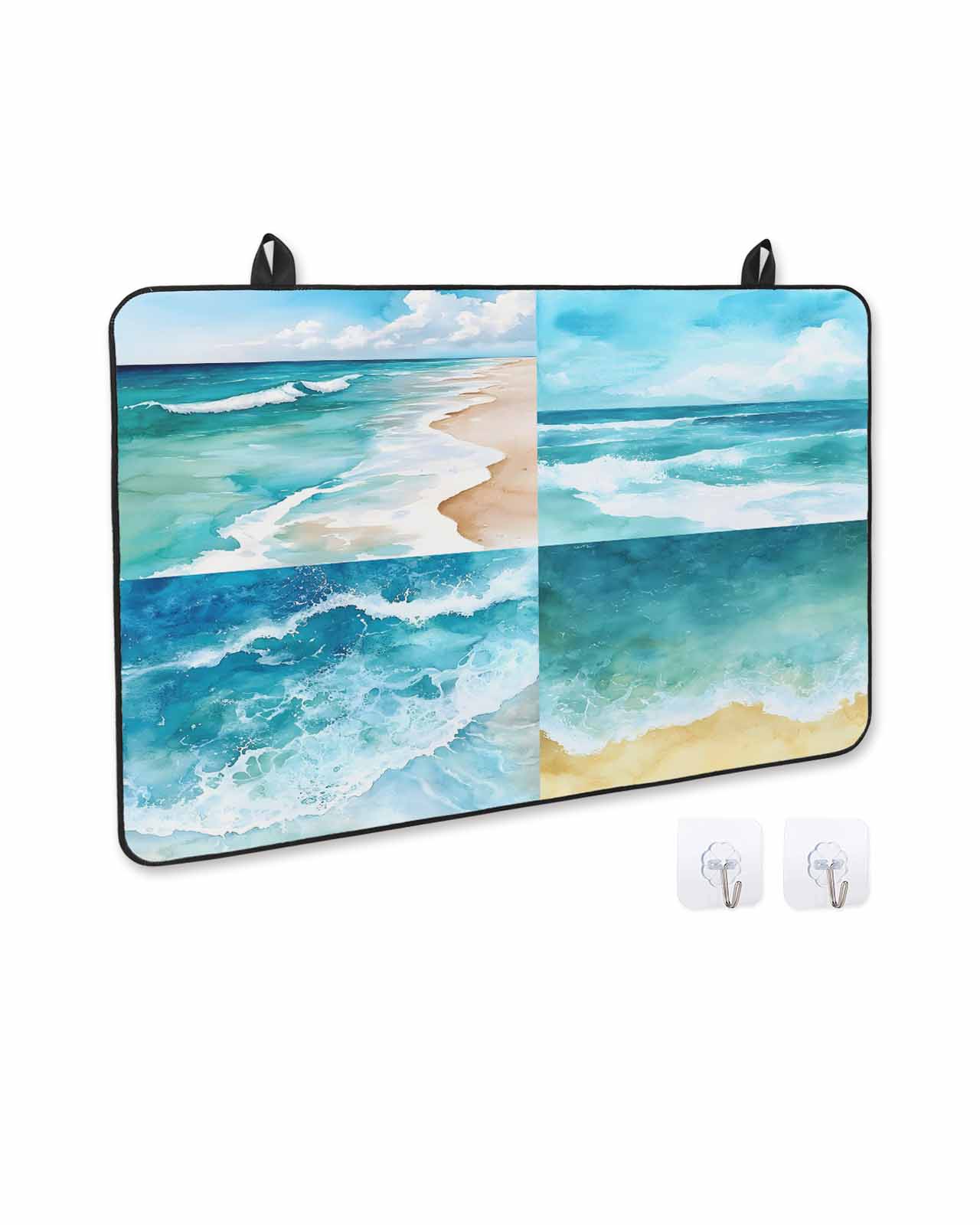 nqOlkjepod Large Induction Cooktop Protector Mat 24"x21", Turquoise Summer Beach Stove Top Covers for Electric Stove, Coastal Ocean Waves Nautical Stove Burner Cover Mats, Glass Top Stove Cover