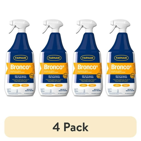 (4 pack) Farnam Broncoe Water-based Fly Spray with Citronella Scent for Horses, Dogs, and Premises 32 Ounces