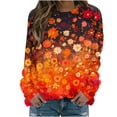 thumbnail image 1 of KIHOUT Chandails pour Femmes en Liquidation, Blouses à Manches Longues Col Rond Imprimé Floral Ample Automne Hiver, Tailles P-2TG, 1 of 5