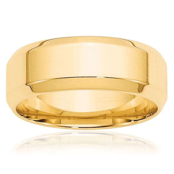 10K Solid Yellow Gold 8mm Edge Comfort Fit Plain Classic Wedding Band Ring