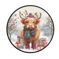 thumbnail image 2 of 36.2 Inch Round Floor Mat Cow Wearing Christmas Hat Carpet Decor Rug for Living Room Bedroom, 2 of 6