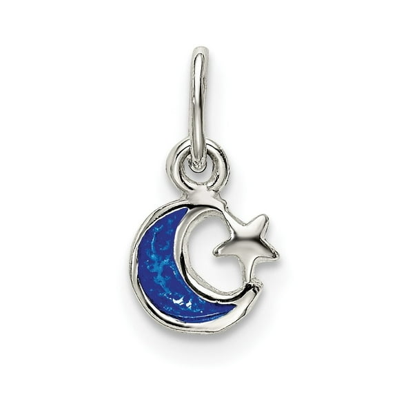 Auriga Fine Jewelry 925 Sterling Silver Enameled Blue Moon and Star Charm Pendant for Women
