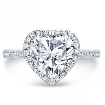 1.50 Cts Certified Heart Shape Moissanite Diamond Engagement Ring, 18K White Gold Plated Bridal Ring, Promise Ring, Anniversary Ring , Gift for Her