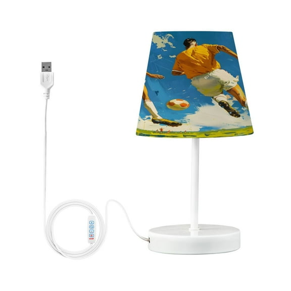 Athletes Playing Football Desk Lamp LED Table Nightstand Lamps with 3 Color Temperatures for Home Bedroom Living Room Decor 6x11