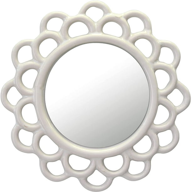 Stonebriar Decorative 9 Ivory Round, Round Cut Outs Mirrors