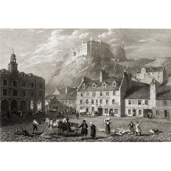 Posterazzi DPI1859872 Edinburgh Castle From The Grass-Market From The Original Painting by Lt Col Batty FRS From The Book Select Views Poster Print, 18 x 12