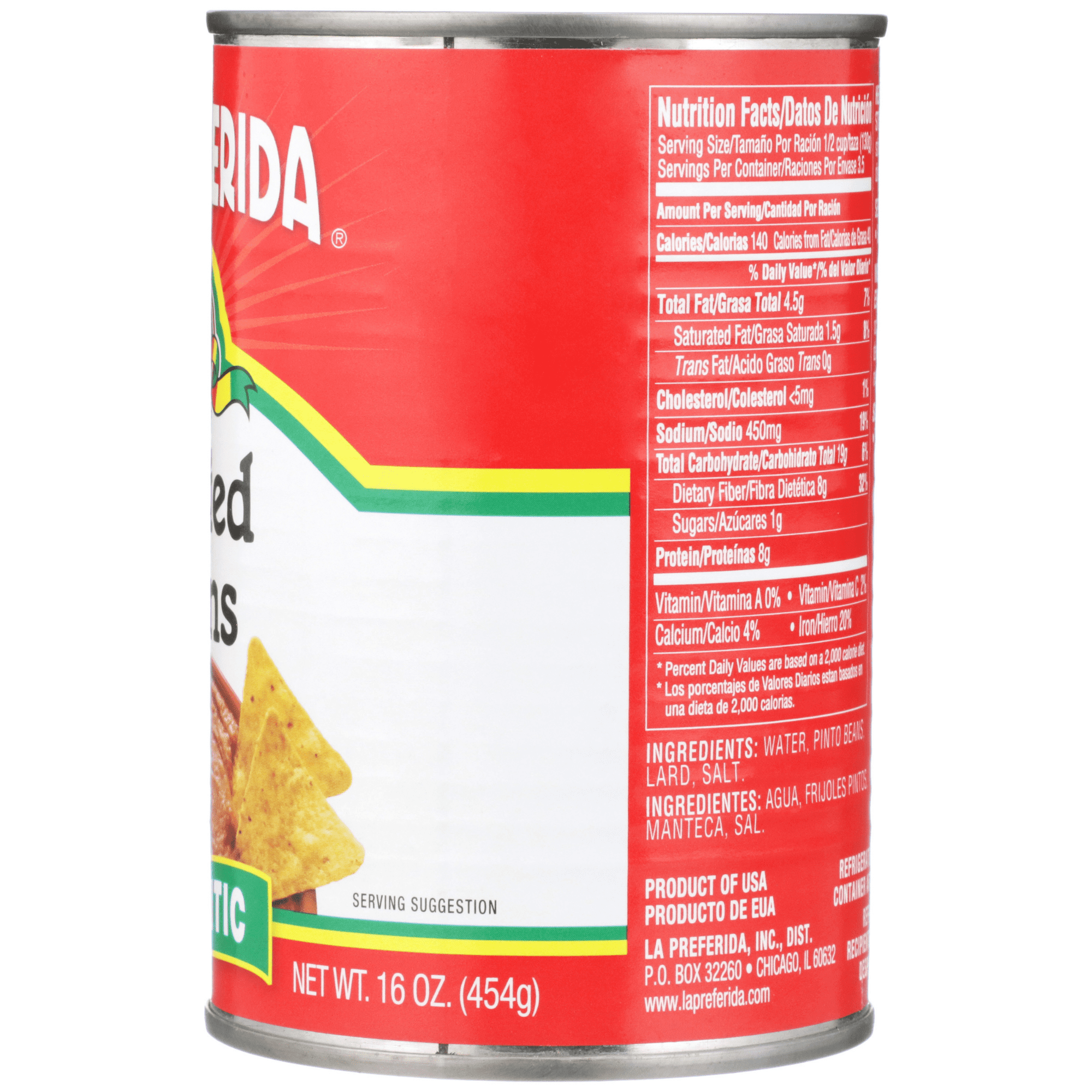 (12 pack) La Preferida Refried Beans, 16 oz, Can, Contains Soy and its Derivatives