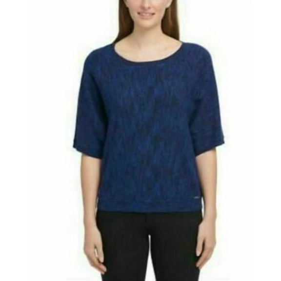 DKNY Jeans Women's Marled Knit Dolman Half Sleeve Top Sag Sage Size: XL, Color: Electric Blue