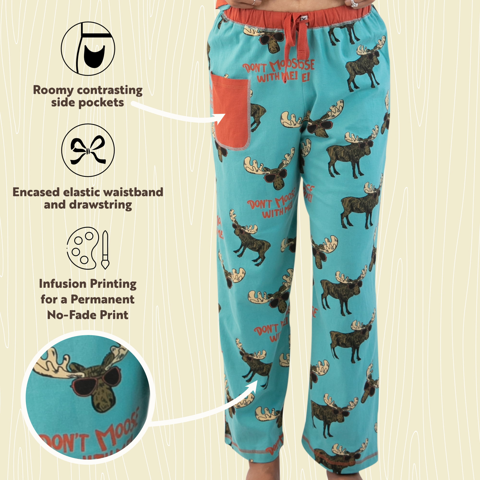 LazyOne Pajamas for Women, Cute Pajama Pants and Top Separates, Don't Moose,  X-small 