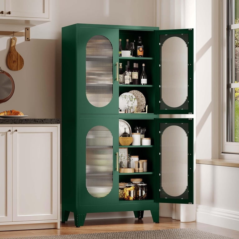 Geitin Steel Pantry Cabinet with Acrylic Doors and Adjustable
