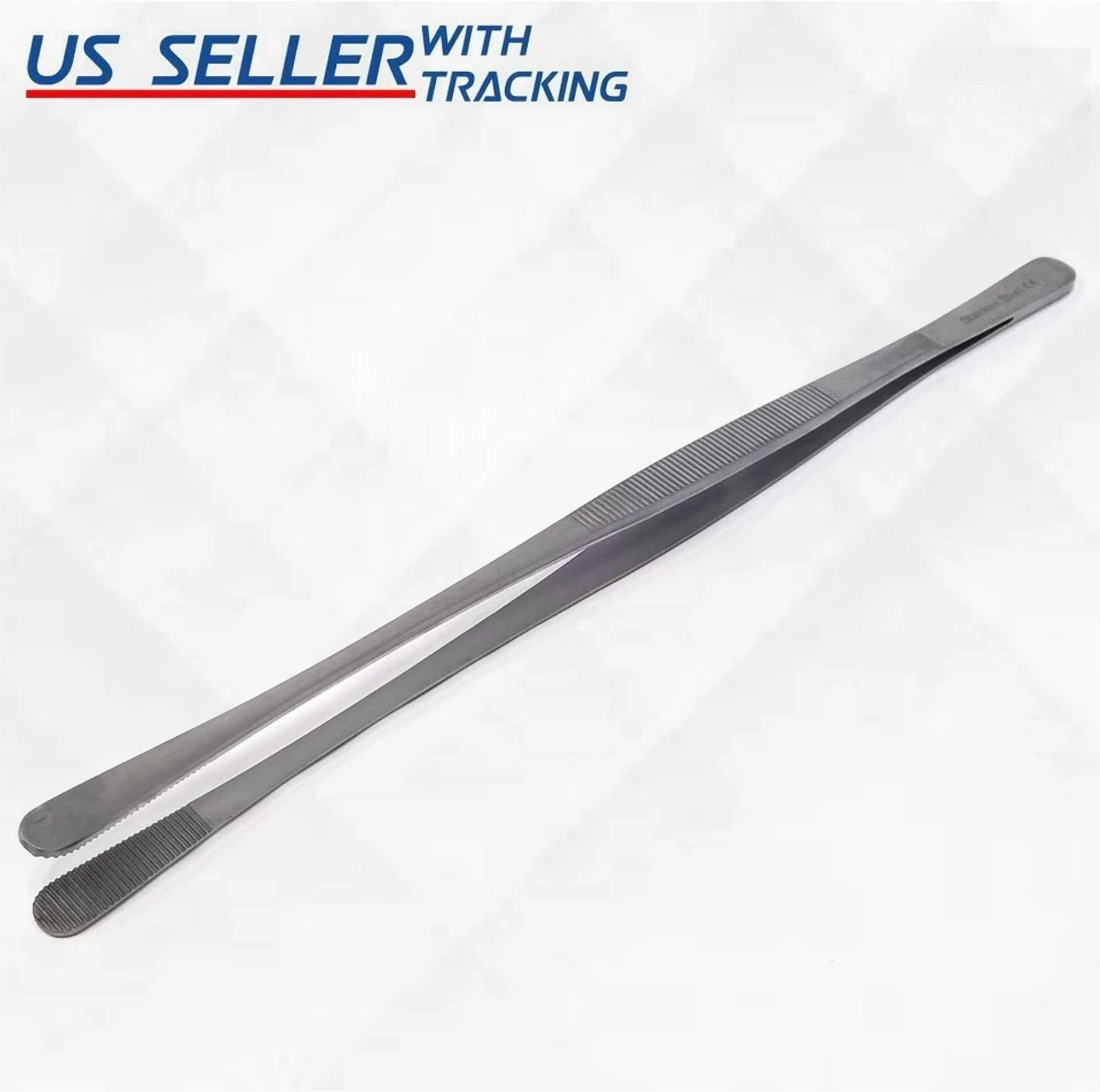 2 Pcs Kitchen Tweezer 12? Straight & Round Tip Set Long Food Tongs Chef Diy Tool