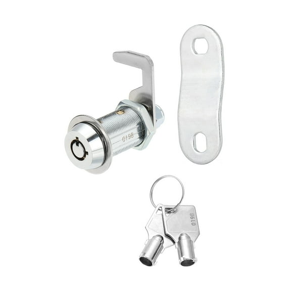 1-1/8 Inch Cabinet Locks with Iron Key, Cam Replacement Lock Cylinder Toolbox Lock Keyed Alike, Silver 1 Pack