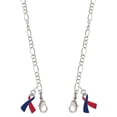thumbnail image 1 of Silvertone Red & Blue Awareness Ribbon Silvertone Face Mask Necklace, 1 of 2