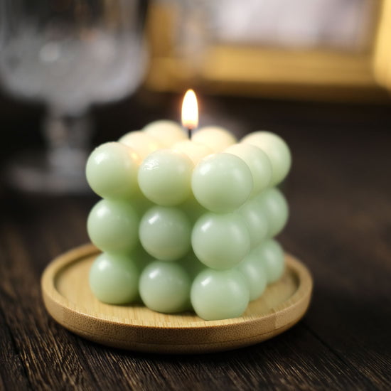 Efavormart 2 Pack | Sage Green 2 Bubble Cube Paraffin Wax Candles,  Unscented Square Pillar Candle, Party Favor Gift