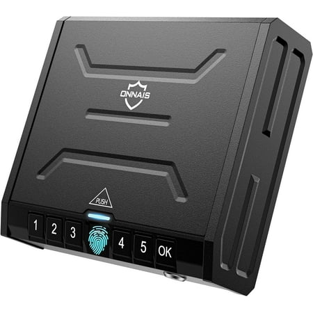 Biometric Gun Safe for Pistols Handgun Quick-Access Firearm Safety Device with Fingerprint Lock or Key Pad Gun Lock Box for Home Bedside Nightstand Car