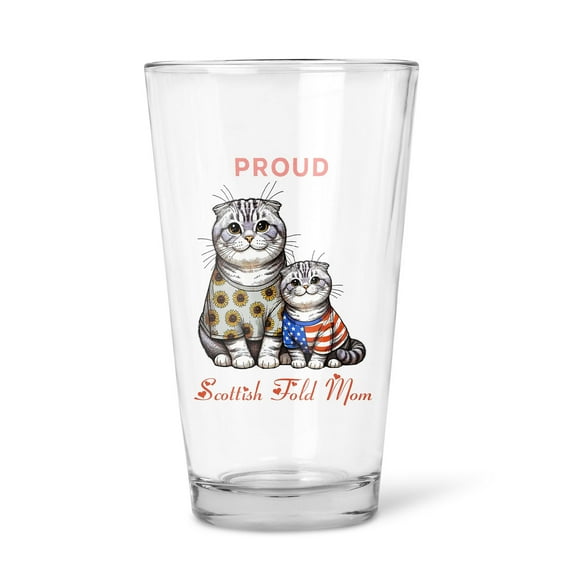 Happy Mother's Day Proud Scottish Fold Mom 16oz Pint Beer Glass Mug Cat Lover Kitten Owner Gifts Beer Glasses Cup - 03003