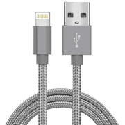 Charger 10FT Fast USB Charging Cable Cord Braided Nylon High-Speed iPhone Cable with Premium Metal Connector Compatible iPhone X/8/8 Plus/7/7 Plus/6/6S/6 Plus/5S/SE/Mini/Air/Pro Case - Grey