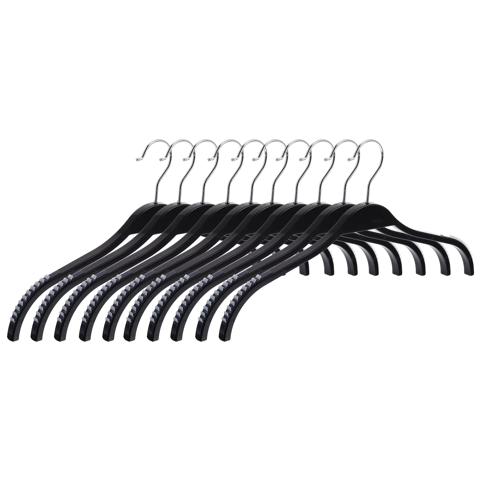 WHAMVOX Black Plastic Coat Hangers for Storage with Semicircle Shoulder Design and 30 kg Capacity