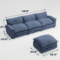 thumbnail image 2 of Homall Sectional Sofa 3-seat L-shaped Sofa with reversible toffee chair Movable Footrest Sofa,Blue, 2 of 8