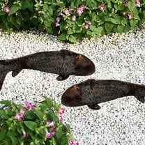 Ceramic Koi Fish Set Garden Statue 8x3in Resin Outdoor Indoor Courtyard Pond Decor Unique Curved Tail Night Light Durable Weather Resistant Thanksgiving Christmas Gift Home Art