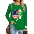 thumbnail image 5 of Craaazy Women's Casual St. Patrick's Day Long Sleeve Crewneck Loose Green Theme T-Shirts Gifts, 5 of 5