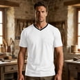 thumbnail image 5 of Mens Quick Dry V Neck T-Shirts Workout Soft Short Sleeve Moisture Wicking Running Athletic Gym Casual Tee Tops with Pocket White, 5 of 9