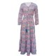 thumbnail image 3 of Txlixc Vestido casual para mujer, cuello en V, manga larga, estampado, dobladillo grande, estilo bohemio, cintura elástica, vestidos Txlixc Moda, 3 of 6