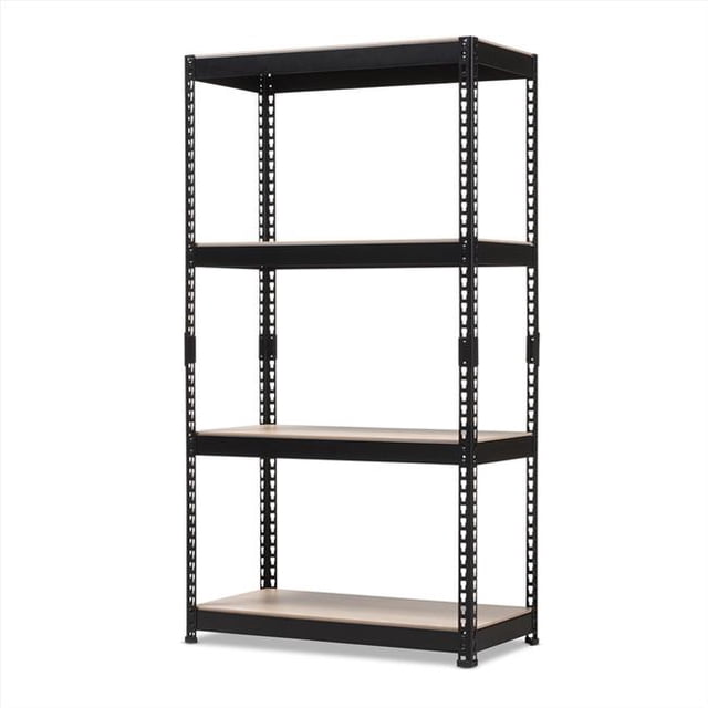 Baxton Studio BR10-Black-Shelf Cody Black Metal 4-Shelf Multipurpose Shelving Rack