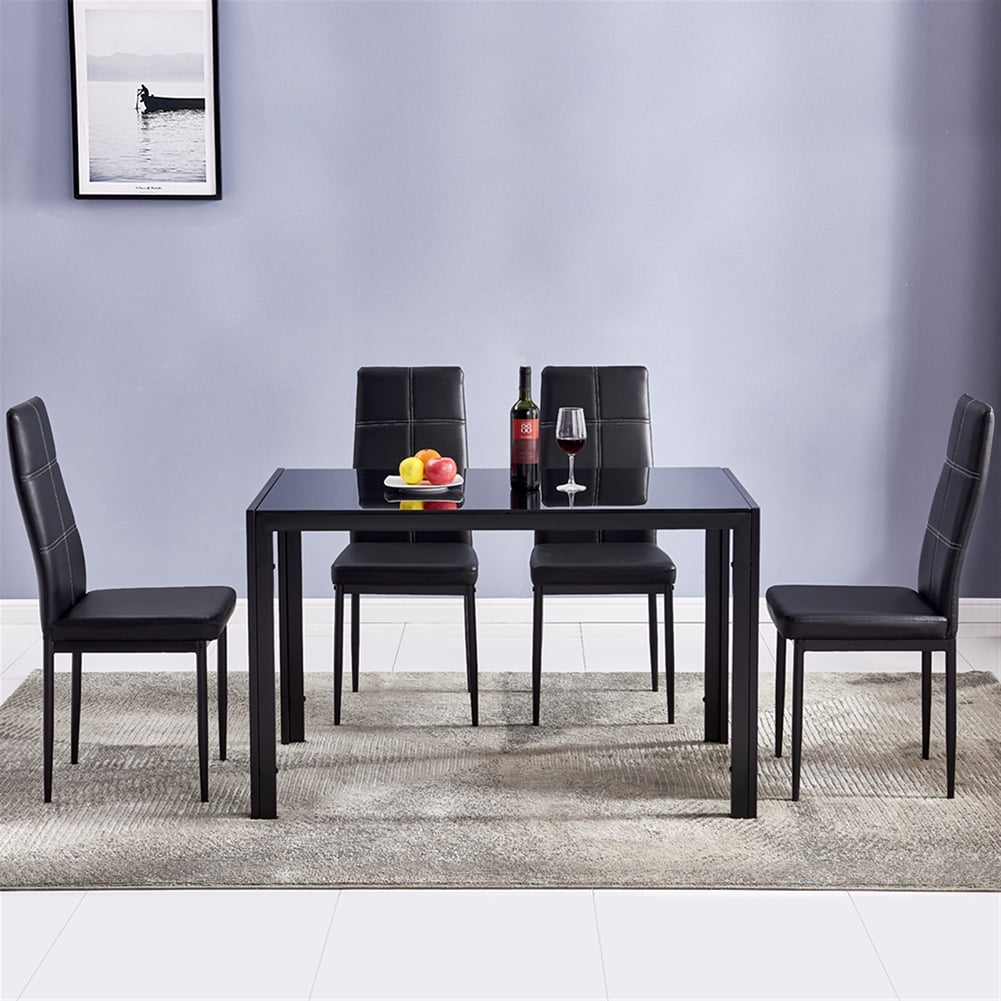 Kadyn Glass Dinner Table, Dining Room Table for Kitchen, Kitchen Table for 4, Black Kadyn Glass Dinner Table, Dining Room Table for Kitchen, Kitchen Table for 4, Black