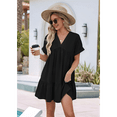 thumbnail image 1 of Vestido Negro de Corta con Escote en V y Bajo con Volantes, Talla XXL, 1 of 10