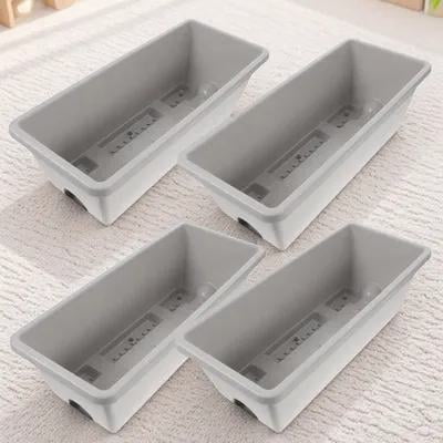 BESTOYARD 4Sets Light Grey Windowsill Planter Box with Tray Rectangular Flower Pot for Indoor and Outdoor Gardening