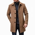 thumbnail image 5 of uublik Trench Coat for Men Brown Long Sleeve Elegant Classic Overcoat Fall Winter Clothing, 5 of 6