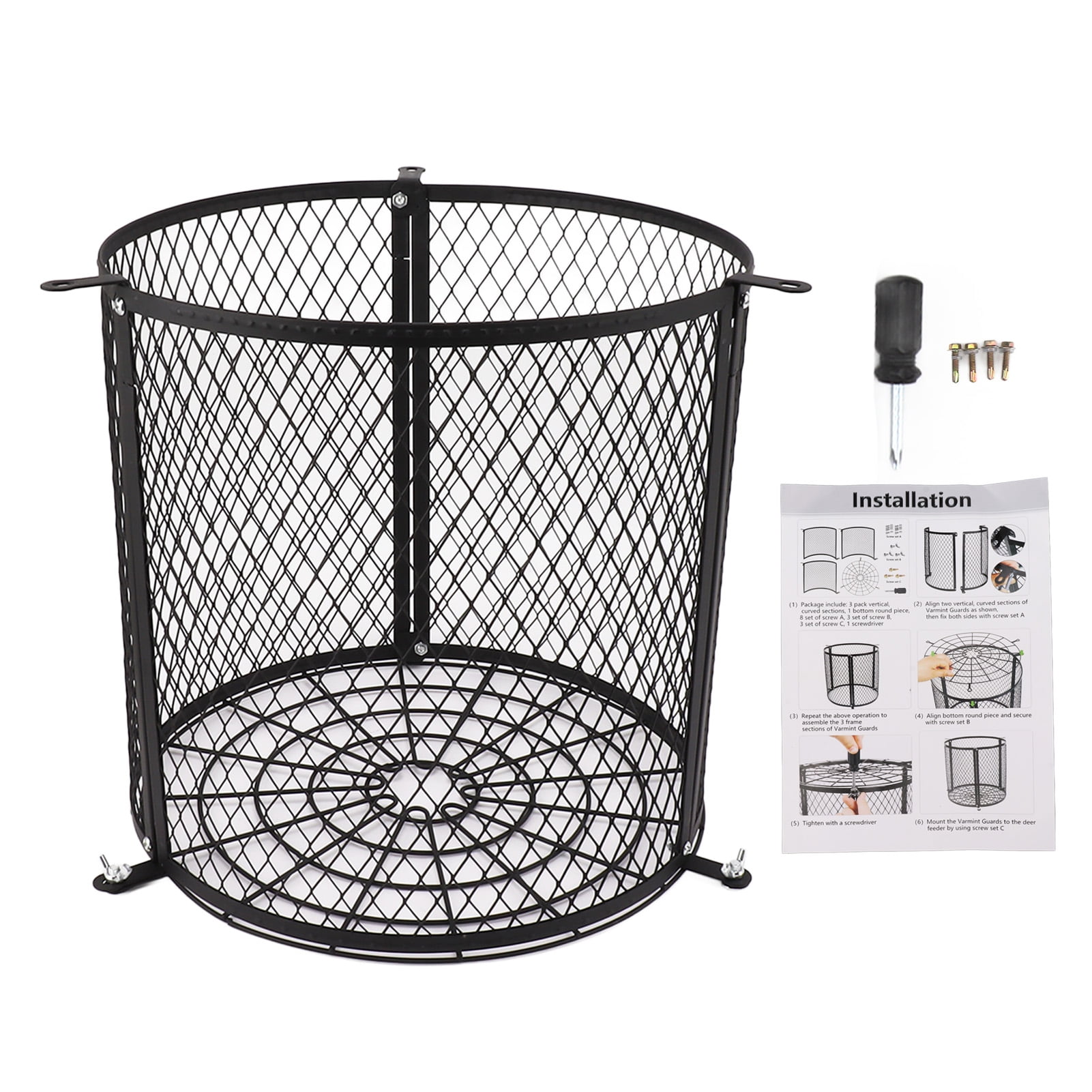 Vowen Varmint Feeder Cage Weatherproof Quick Lock Deer Feeder Protective Guard Stainless Steel Heavy Duty Animal Deterrent Enclosure for Outdoor Feeding Stations