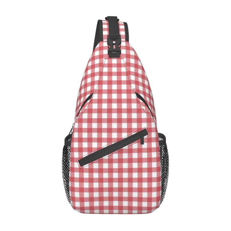 White Black Checked Sling Bag